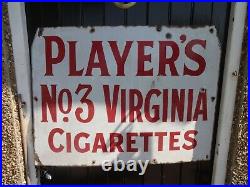VINTAGE ENAMEL SIGN PLAYERS No. 3 VIRGINIA CIGARETTES 1920s