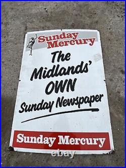 VINTAGE ENAMEL SIGN SUNDAY MERCURY THE MIDLANDS OWN NEWSPAPER 61x43cm