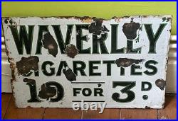 VINTAGE ENAMEL SIGN WAVERLEY CIGARETTES 1920'S-30's DOUBLE SIDED
