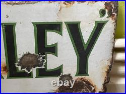 VINTAGE ENAMEL SIGN WAVERLEY CIGARETTES 1920'S-30's DOUBLE SIDED