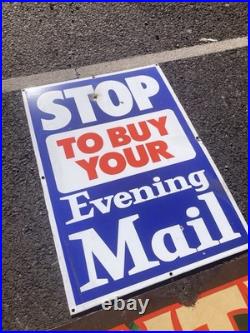 VINTAGE EVENING MAIL NEWSPAPER ENAMEL SIGN ADVERTISING SIGN Totally Original