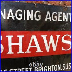 VINTAGE Enamel Sign Shaws Managing Estate Agent Old Advertising BRIGHTON SUSSEX