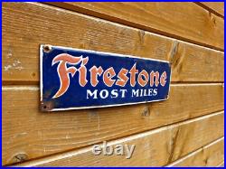 VINTAGE FIRESTONE ENAMEL SIGN. Embossed Letters. Good Condition. Nice Patina