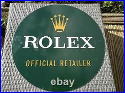 VINTAGE GREEN ROLEX DEALER SHOP DISPLAY NOT ENAMEL SIGN 61cm