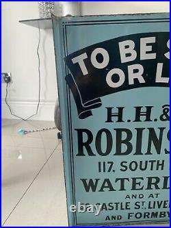 VINTAGE H. H. & J Robinson DOUBLE SIDED ENAMEL FOR SALE SIGN Liverpool