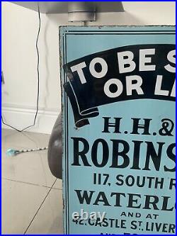 VINTAGE H. H. & J Robinson DOUBLE SIDED ENAMEL FOR SALE SIGN Liverpool