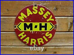 VINTAGE MASSEY HARRIS ENAMEL SIGN. Embossed Letters. Good Condition