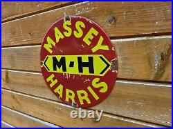 VINTAGE MASSEY HARRIS ENAMEL SIGN. Embossed Letters. Good Condition