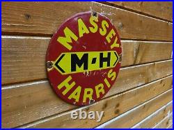 VINTAGE MASSEY HARRIS ENAMEL SIGN. Embossed Letters. Good Condition