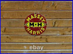 VINTAGE MASSEY HARRIS ENAMEL SIGN. Embossed Letters. Good Condition