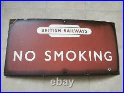 VINTAGE ORIGINAL ENAMEL BRITISH RAILWAYS NO SMOKING SIGN 1950's