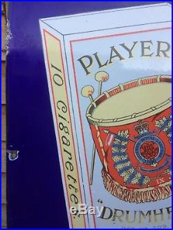 VINTAGE PICTORIAL PLAYER'S DRUMHEAD CIGARETTES ADVERTISING ENAMEL SIGN 36 x 18