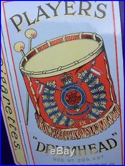 VINTAGE PICTORIAL PLAYER'S DRUMHEAD CIGARETTES ADVERTISING ENAMEL SIGN 36 x 18