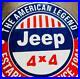 VINTAGE_PORCELAIN_ENAMEL_THE_AMERICAN_LEGEND_JEEP_42_x_42_INCH_DOUBLE_SIDED_SIGN_01_ubb