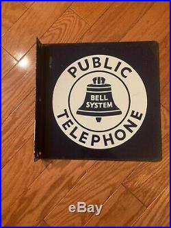 VINTAGE Public Telephone Bell System Sign Porcelain Enamel
