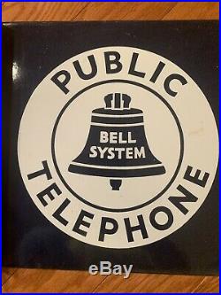VINTAGE Public Telephone Bell System Sign Porcelain Enamel