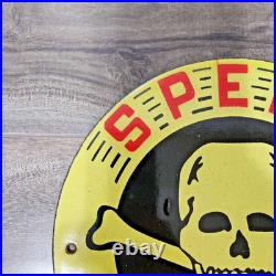VINTAGE SPEED KILLS ROAD TRAFFIC SAFETY PORCELAIN ENAMEL SIGN 9 x 7 INCH