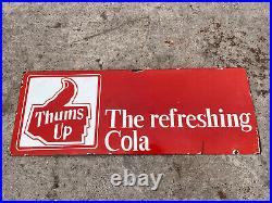 VINTAGE THUMS UP THE REFRESHING COCA COLA ENAMEL SIGN 81x30.5cm