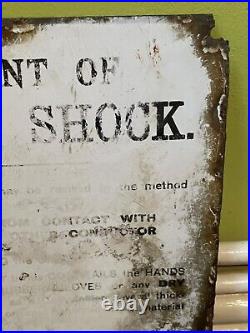 VINTAGE TREATMENT OF ELECTRIC SHOCK ENAMEL SIGN 1900's 10×15 RARE