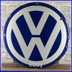 VOLKSWAGEN Enamel Sign ø 19.7 (50cm) Nice Retro Memorabilia Vintage Garage VOLKSWAGEN Enamel Sign ø 19.7 (50cm) Nice Retro Memorabilia Vintage Garage