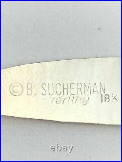 VTG OOAK 925S 18K Enamel Artisan Modernist Earrings Signed Sucherman