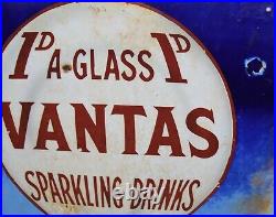 Vantas Sparkling Drinks advertising enamel sign vintage retro antique industrial