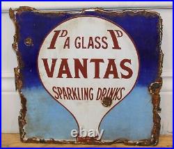Vantas Sparkling Drinks advertising enamel sign vintage retro antique industrial