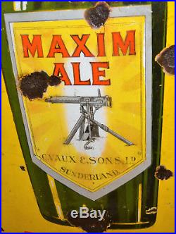 Vaux's maxim ale enamel sign early advertising mancave garage metal vintage