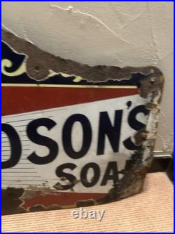 Very Early Hudsons Soap For The People Original Enamel Advertising Sign Vintage
