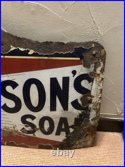 Very Early Hudsons Soap For The People Original Enamel Advertising Sign Vintage