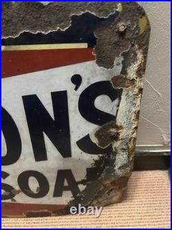 Very Early Hudsons Soap For The People Original Enamel Advertising Sign Vintage