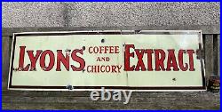 Very Large Vintage Lyons' Coffee And Chicory Extract Enamel Sign