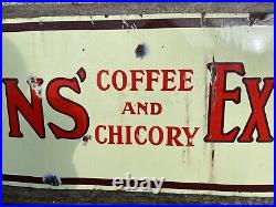 Very Large Vintage Lyons' Coffee And Chicory Extract Enamel Sign