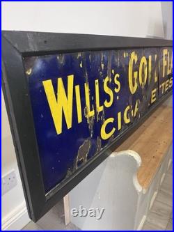 Very Large Vintage original enamel' Will's Gold Flake' Advertising sign antique