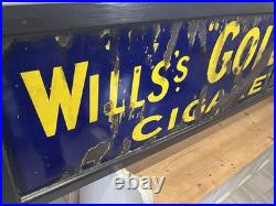 Very Large Vintage original enamel' Will's Gold Flake' Advertising sign antique