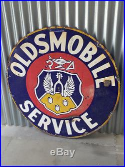 Very Rare Large 1920's Vintage USA Oldsmobile Service Enamel Metal Patina Sign