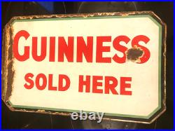 Very Rare Vintage Guinness Sold Here Pub Bar Enamel Double Sided