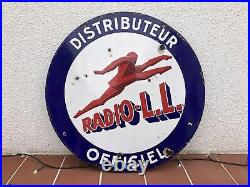 Very Rare Vintage Old Original 1920s Lucien Lévy L. L. Radio Enamel Sign