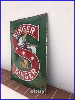 Very Rare Vintage Old Original 1920s Singer Sewing Machine Enamel Sign