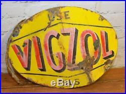Vigzol oil 1920s advertising enamel sign garage petrol vintage retro antique ind