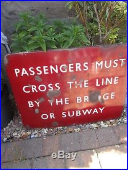 Vintage 1900s Ex British (M) railway station enamel sign single side 2fx1ft 6