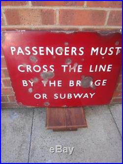 Vintage 1900s Ex British (M) railway station enamel sign single side 2fx1ft 6