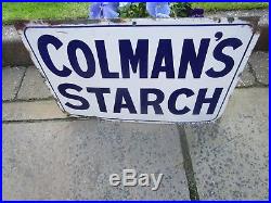 Vintage 1912 Colman's Starch Enamel metal Sign in very nice clean condition