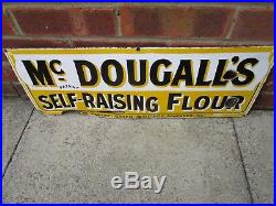 Vintage 1914 McDougall's Flour shop Enamel metal Sign Aged condition 2ft x 9