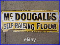 Vintage 1914 McDougall's Flour shop Enamel metal Sign Aged condition 2ft x 9