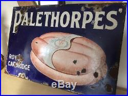 Vintage 1920/30 Enamel Sign Palethorpes Royal Cambridge Sausages