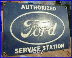 Vintage 1930's Old Antique Rare Ford Parts Porcelain Enamel Sign, Collectible