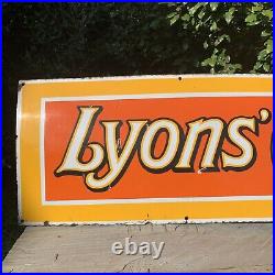 Vintage 1930s Retro Original Lyons Cocoa Enamel Advertising Sign, 150 x 45cm