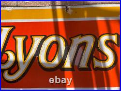 Vintage 1930s Retro Original Lyons' Cocoa Enamel Advertising Sign, 150 x 45cm