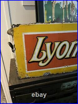 Vintage 1930s Retro Original Lyons' Cocoa Enamel Advertising Sign, 92 x 30 Cm